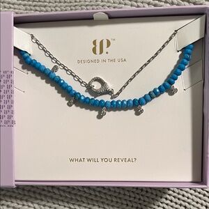 Blue Beaded Necklace with Silver Accents